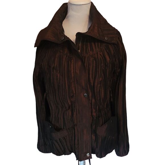 UbU Women's Artsy Art To Wear Pleated‎ Jacket Size Small Iridescent Dark Brown - Picture 1 of 6